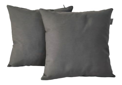 DiseLio | Pack 2 Fundas de Cojín 45 x 45 cm Color Gris Medio Loneta Algodón y Poliéster - Hechas en España. Decoración Textil Sostenible para Sofá, Cama y Otras Estancias. (LON 45x45 Gris M)