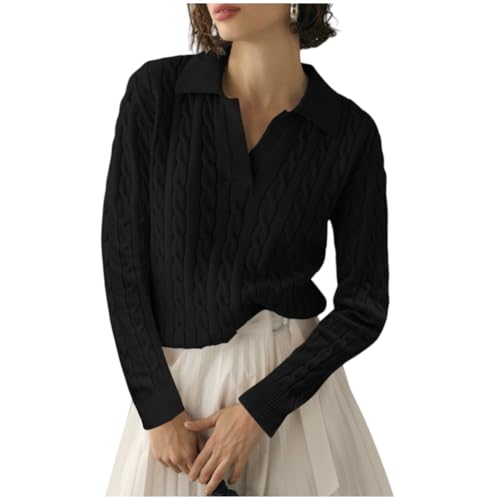 Women's Thick Ribbed Knit Sweater, V-Neck Long Sleeve Pullover - Relaxed Casual Top for Autumn Winter4