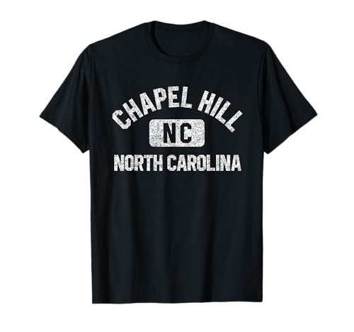 Chapel Hill NC Gym Style White Print T-Shirt