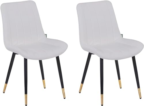 Image of HYGRAD BUILT TO SURVIVE 2 x Faux PU Leather Accent Padded Cushioned Dining Office Living Room Chairs With Chrome Legs In 4 Colours (White)