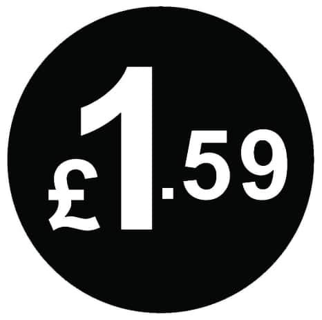 £ Black Price Stickers - 20mm, £1.59, 200 — image 1