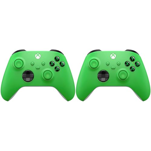 Image of Microsoft QAU-00090 Xbox Wireless Dual Controller Bundle (Velocity Green) for Xbox Series X|S, Xbox One, Windows PC, Android and iOS
