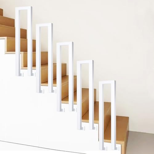Ogimeka Ringhiera per Scale Interne, Corrimano per Scale Interne a Forma di U, Ringhiera a U, Corrimano Scale per Ville, Balconi, Corridoi, Appartamenti, Interni (Bianco - Montaggio laterale, 75x20cm)