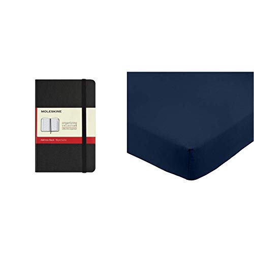 Carnet d'adresses Moleskine de poche et drap-housse bleu marine pour la maison