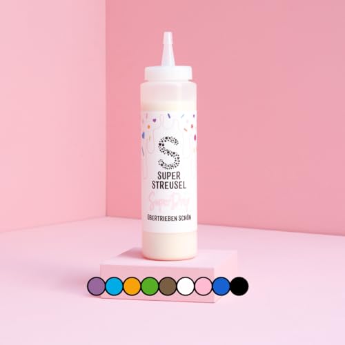 Super Drip Weiß Kuchenglasur Cake Melts Schokolade 300g | Drip Cake Glasur Zuckerschrift für Kuchen Kekse Plätzchen Eis Muffin Torten uvm. | Cake Drip Flasche | Icing Dekoration (Weiss)