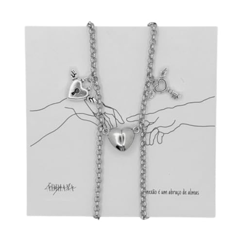 Kit Pulseira Magnética De Casal Aço Inox Com Imã Namorados Conjunto Minimalista (Com Pingentes)