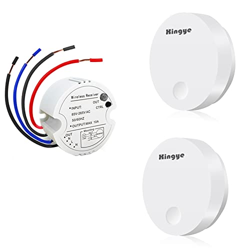 Kit Interrupteur Sans Fil Kit Domotique Interrupteur Sans Fil avec Récepteur Interrupteur Mural Sans Câblage Sans Wifi Sans Pile Auto-Alimenté (150 feet Actionner Gamme, Récepteur 2300W) Cover