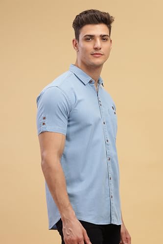 Image of Kuons Avenue Men's Denim Casual Shirt|Regular Fit| Smart Spread Collar for a Timeless and Versatile Everyday Style