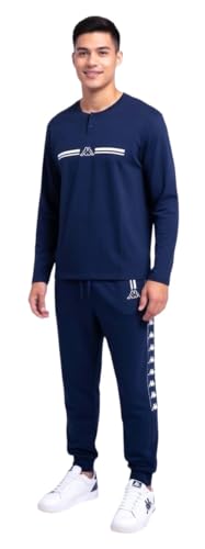 Kappa Pyjama Homme Coton Long - Vêtement de Nuit Manches Longues