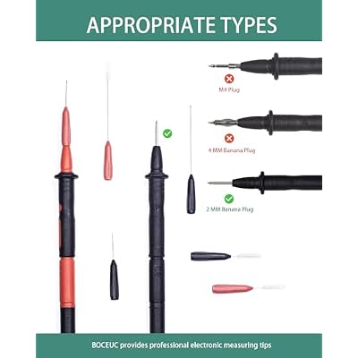 Electrical Back Probe Needles, 8pcs Back Probe Kit Automotive for Instrument Parts Accessories 2mm Socket Test Leads Diameter 0.7mm Pins Fine Tester Puncture