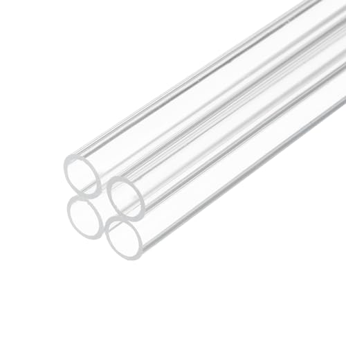 Rebower Tubo Rígido de Plástico Transparente de 6' 9 mm x 12 mm (0,4' x 1/2') Tubo Acrílico Redondo de Policarbonato [para Fontanería Hidráulica Acuario Bricolaje] - 4 Unidades
