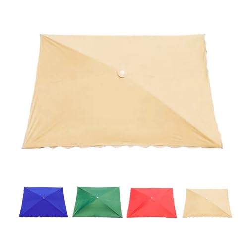 RTVGNSZSJL 3×3m 3x2m Tela De Recambio para Sombrilla，4 Varillas 6 Varillas Toldo De Repuesto De Patio Rectangular，Tela De Recambio para Mesa De Mercado Exteriores(Khaki,300x300cm/10x10ft)