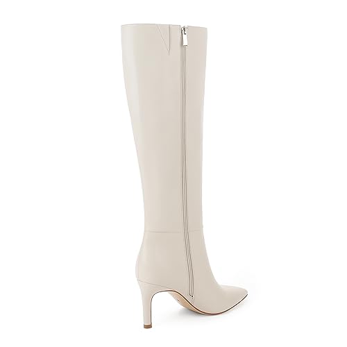 Image of Easyfox Knee High Boots Women Pointed Toe Stiletto Heel Tall Boots | Side Zipper,3 In Stiletto Heel,Fall Spring Winter Fashion Dress Tall Boots,Evening Bridal office Long Boots