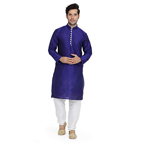 Tenue ethnique indienne bleue en pyjama Kurta homme pour mariage