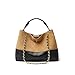 DORIS&JACKY Quilted Suede Tote Bag for Women, Designer Lambskin Satchel Shoulder Purse and Handbags with Chain Strap (Black&Brown)