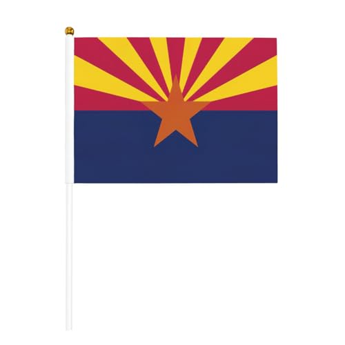 Small Mini Arizona state flag Print Handheld Flag,Double sided hand Stick waving flag 5.5 x 8.2 in
