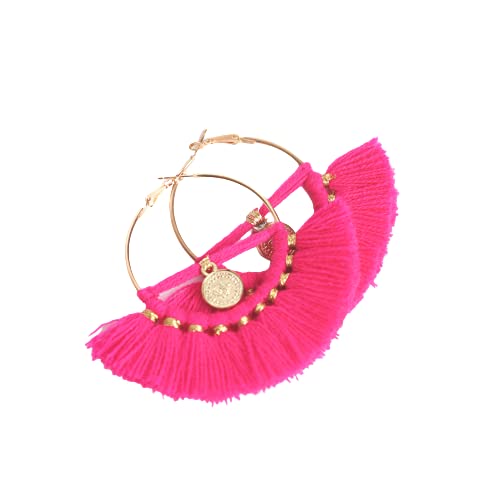 VLiving Pendientes de aro rosados, pendientes bohemios tribales Cover
