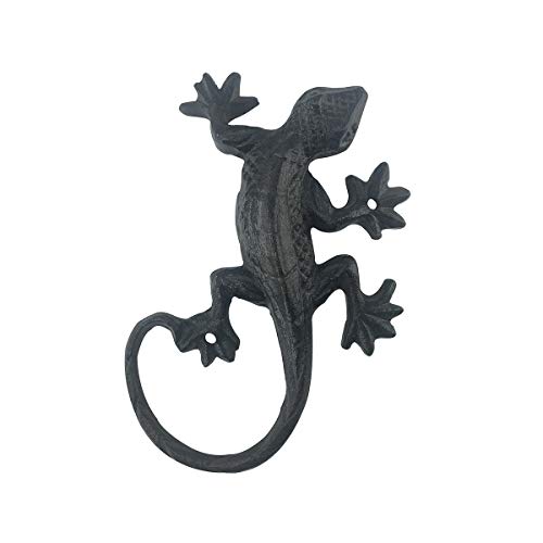 Artgenius Iron Cast Gecko Figurine and Statue Wall Decor,Decorative Lizard Wall Decor for Indoor and Outdoor (5.1in)
