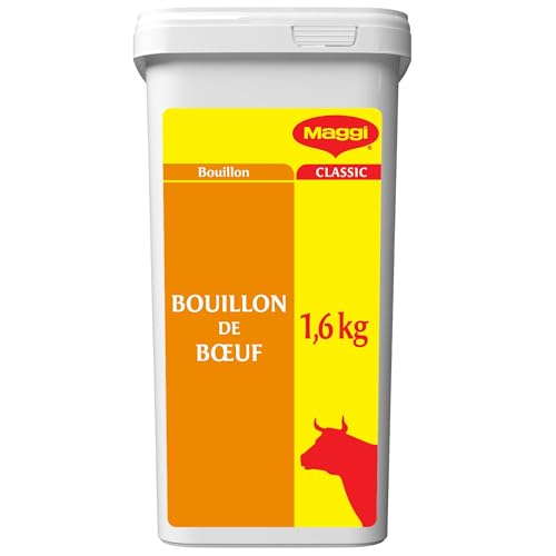MAGGI PROFESSIONAL Bouillon au Bœuf Déshydraté - Pour Cuisson de Viande, Légume, Féculent - Aide Culinaire, Sauce, Potage - Gain de Temps en Cuisine - Boîte de 1,6...