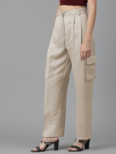 Image of KOTTY Women's High Rise Cotton Blend Relaxed Fit CargoTrousers