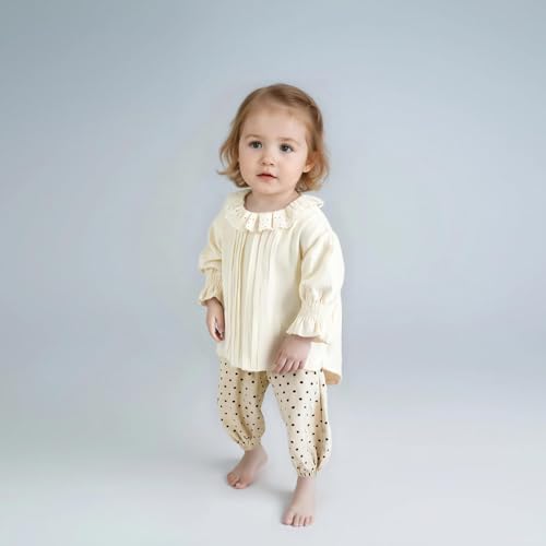 Girls Long Sleeve Blouse Pleated Front Ruffled Collar Spring Fall Shirts2