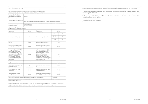 Bosch Bosch SMU2HTS08E Serie 2, Unterbau-Geschirrspüler, 60 cm, Smart Start, Hygienelevel für Eco 50 °C und Intensiv 70 °C, AquaStop, Programm Download, Silence on demand, Home Connect, Gebürsteter Stahl - Produktansicht 15 | Einbau-Geschirrspüler