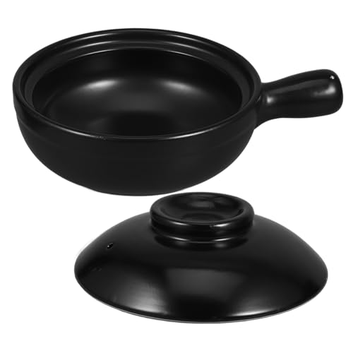 BESTonZON 伝統的調理用土鍋 耐熱製 片手取っ手付き 蓋付き 商用対応 電子レンジ 直火 こだわりの味わいを引き出す鍋飯専用鍋