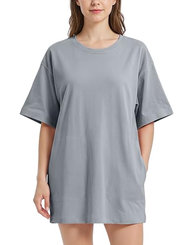Image of VIUTIL Womens Oversized T Shirt Dress Short Sleeve Crewneck Cotton Mini Dress with Pockets 2026 Casual Summer Clothes