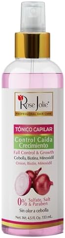 Rose Jolie Onion & Biotin Hair Tonic Spray | Fall Control & Growth Support | Strengthens Roots & Revitalizes Scalp | Sulfate-Free Salt-Free Paraben-Free | No Onion Smell | 4.5 fl oz