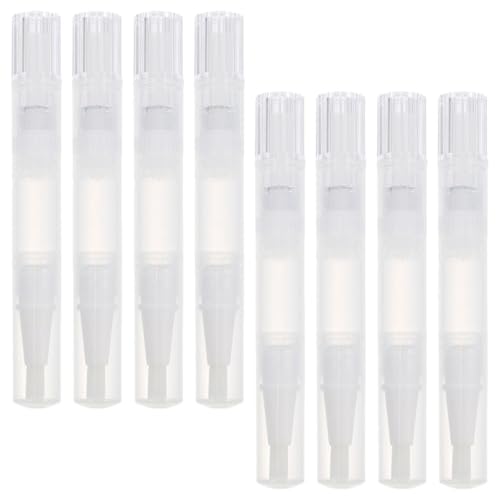 Amosfun Bolígrafos Vacíos para Aceite de Uñas 8 Unidades 1.4 Ml Punta Pincel Transparente Tubo Plástico Pp Herramienta para Manicura Cuidado Cutículas Uso Profesional y Personal