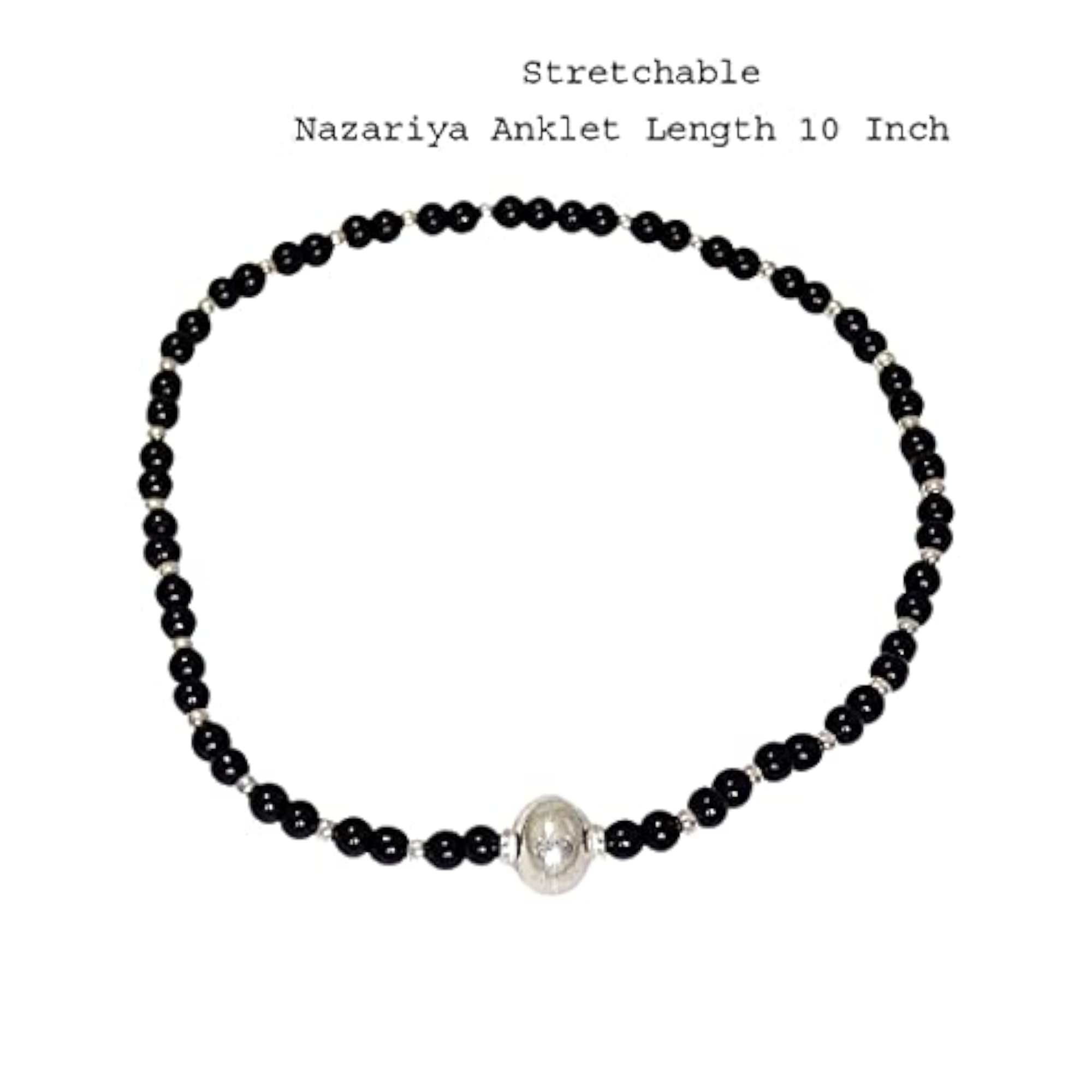 Women's 92.5 Sterling Silver Beads Stretchable Nazariya Anklet
