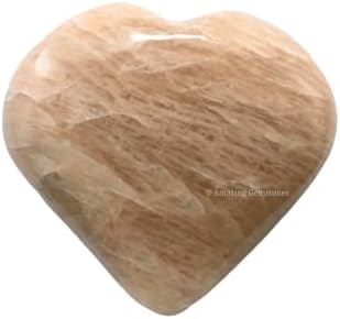 Rainbow Moonstone Crystal Heart Palm Stone - Pocket Massage Worry Stone for Natural Body Chakra Balancing, Reiki Healing and Crystal Grid