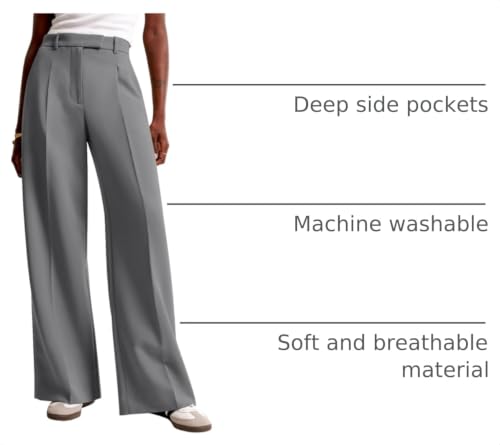 Image of NIMIN Women Wide Leg Pants High Waisted Dressy Work Trousers Business Casual Palazzo Pants with Pockets