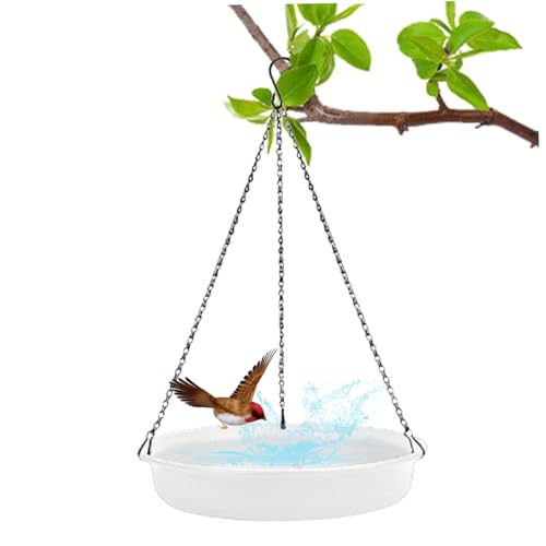 Plateau à eau ou à graines pour oiseaux suspendu blanc de 22cm