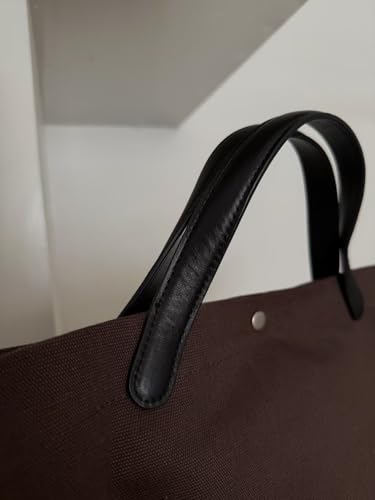 Bolso tote de lona y cuero para mujer, estilo casual y chic, con cierre magnético, bolsillos internos y externos, ideal para uso diario miniatura 5