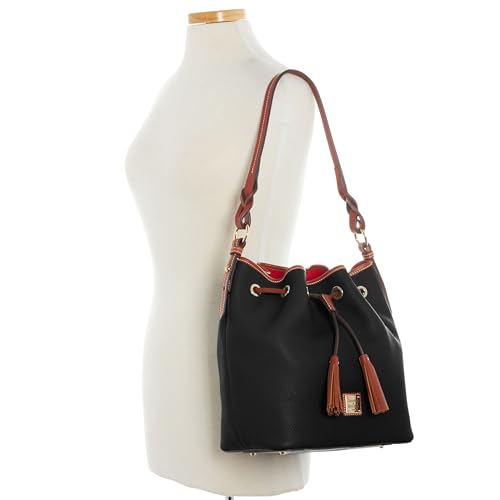 Dooney & Bourke Bucket Bags for Women, Pebble Grain Tasha Large Leather Shoulder Bag with Drawstring Cinch Closure4