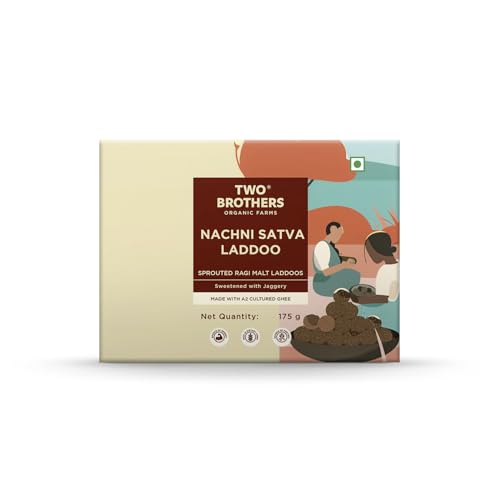 Image of Two Brothers Organic Farms Hand-Rolled Nachni Satva Laddoos - 175gm | Nutritious Snack with Sprouted Ragi, Jaggery & Dry Fruits | No Refined Sugar | Gluten-Free Energy Booster