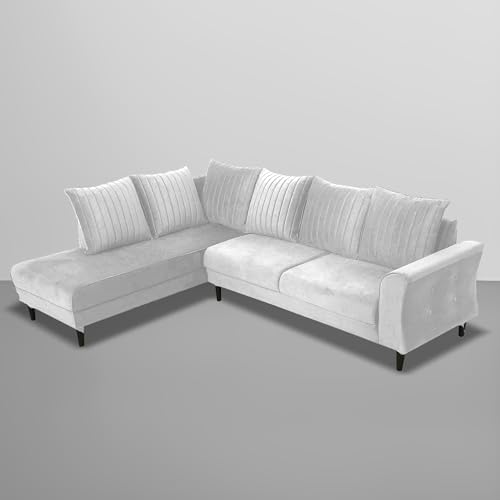 Image of Gratly LHS 4 Seater L Shape Sofa Set for Living Room (Grey Colour) Premium Fabric Sofa