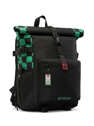 Image of The Souled Store Demon Slayer: Tanjiro's Gear Backpacks | Official Anime Merchandise | Water-Resistant Laptop Bag with Iconic Checkered Pattern | Stylish Travel Rucksack for Men & Women