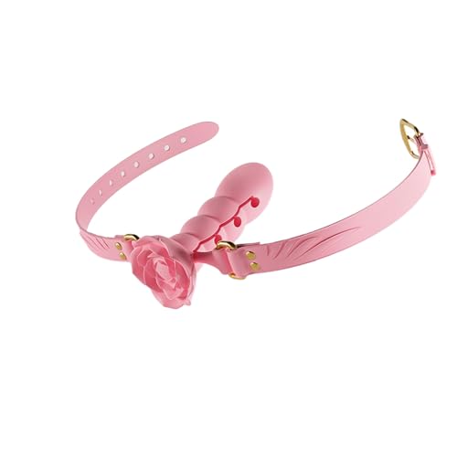 Multi-Section Adjustable Ball Gag Exercise Rose Shape Open Mouth Gag Bondage Gear Silicone Gag Couple Props Adult Sex ToysPink