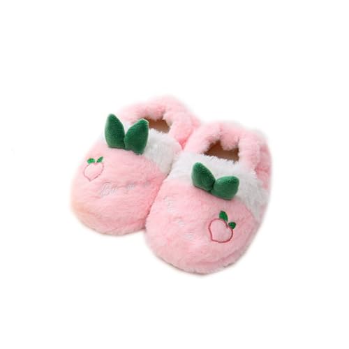 Kids Girls Plush Fruit Slippers Cute Cartoon Fleece Non-Slip Slippers Fall Winter Warm Comfort Soft Cozy Sandals