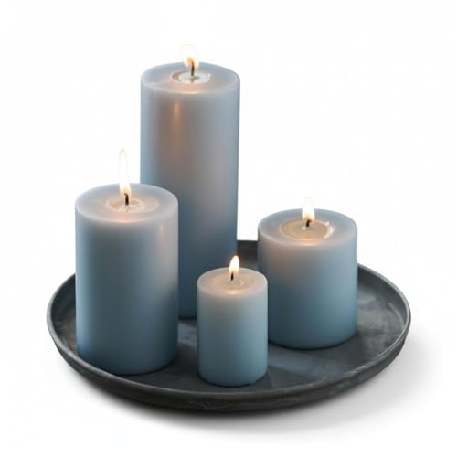 LS-LebenStil Vintage Metall Kerzenteller Rund 22cm Grau Silber Deko...