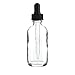 PREMIUM VIALS CREATIVE PACKAGING SOLUTIONS 2 Oz (60 ml) CLEAR Boston Round Glass Bottle w/Dropper - Pack of 36