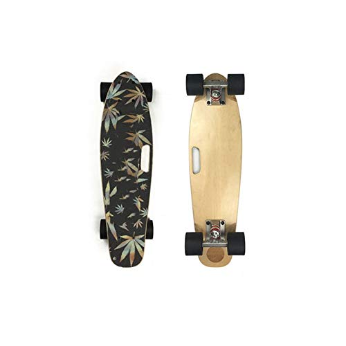 F.L.S LSF Monopatín Vespa Doble balancín Profesional de Arce portátil pequeños Pescados Banana Board Junta Pipi monopatín Principiante (Color : 4)
