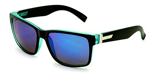 V.W.E. Large Men Mirror Sunglasses Matte Black 150mm - Wide Fitment.