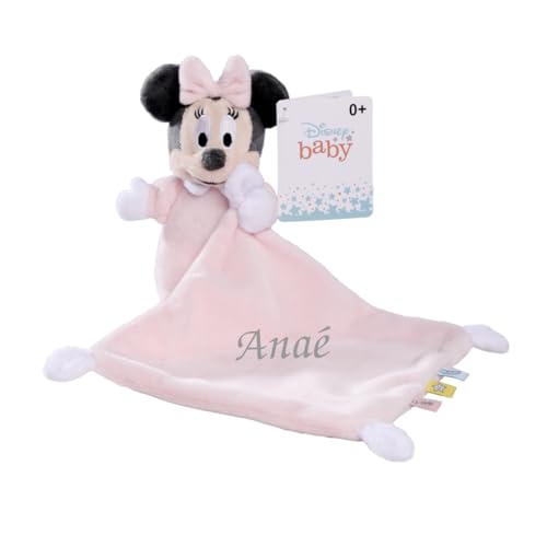 Doudou personnalisé Minnie rose Peluche + mouchoir 40 cm