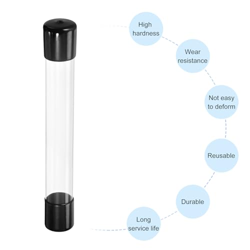 Image of PATIKIL Clear Rigid Tube Round Plastic Tubing with Black Rubber Caps Polycarbonate Water Pipe, 305mm / 12 Inch Length, 26mmx28mm /1.02 inchx1.1 inch, 1 Set