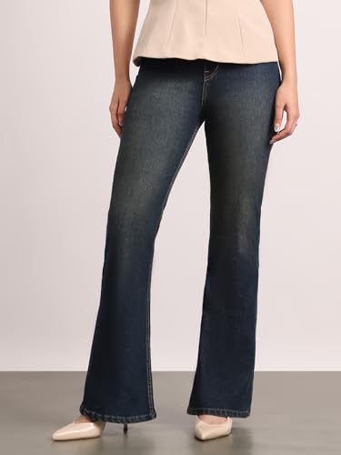 Image of Urbano Fashion Women's Mid Rise Bootcut Washed Jeans Stretchable