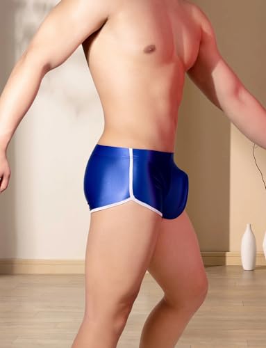 Men's Boxer Briefs Glossy Oiled Color Block Low Rise Short Soft Stretch Underwear Everyday Wear3