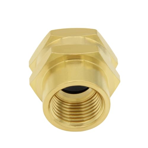 Uenede 2PCS Brass Garden Hose Adapter 3/4"GHT Female to 1/2"NPT Female Thread Reducer Water Hose Nipple Reducing Convert Pipe Fittings Connector